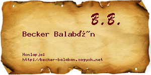 Becker Balabán névjegykártya
